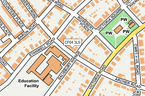 CF64 3LS map - OS OpenMap – Local (Ordnance Survey)