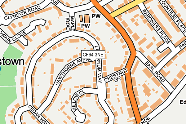 CF64 3NE map - OS OpenMap – Local (Ordnance Survey)