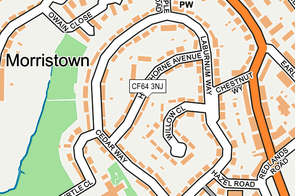 CF64 3NJ map - OS OpenMap – Local (Ordnance Survey)