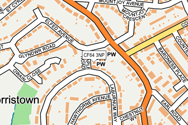 CF64 3NP map - OS OpenMap – Local (Ordnance Survey)