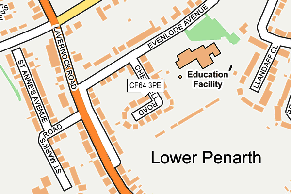 CF64 3PE map - OS OpenMap – Local (Ordnance Survey)