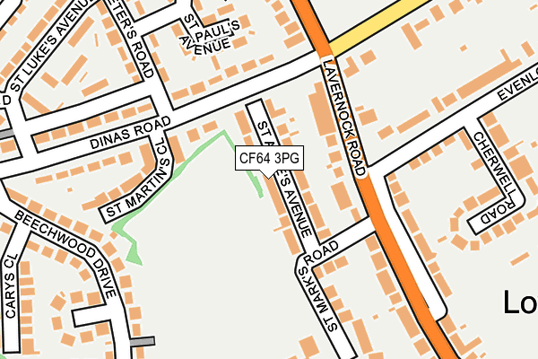 CF64 3PG map - OS OpenMap – Local (Ordnance Survey)