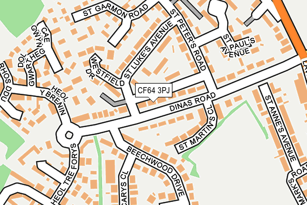 CF64 3PJ map - OS OpenMap – Local (Ordnance Survey)