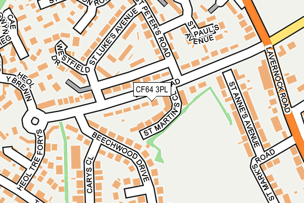 CF64 3PL map - OS OpenMap – Local (Ordnance Survey)