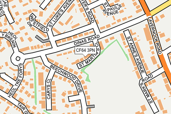 CF64 3PN map - OS OpenMap – Local (Ordnance Survey)