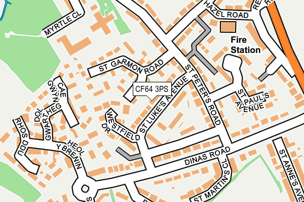 CF64 3PS map - OS OpenMap – Local (Ordnance Survey)