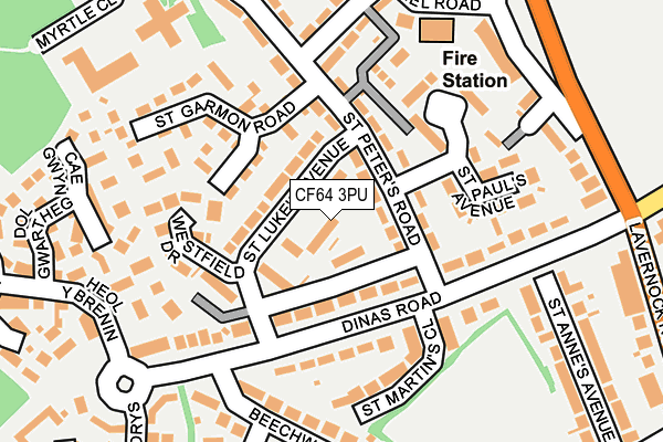 CF64 3PU map - OS OpenMap – Local (Ordnance Survey)