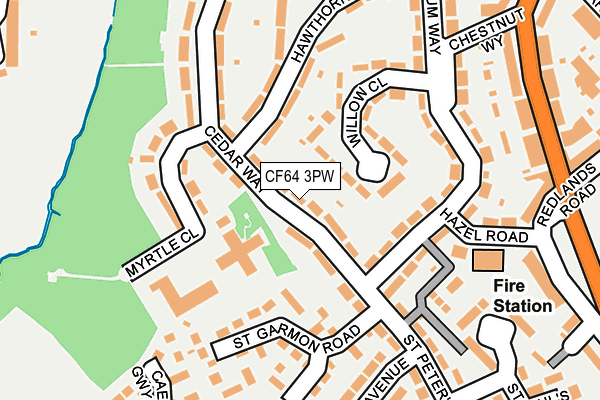 CF64 3PW map - OS OpenMap – Local (Ordnance Survey)