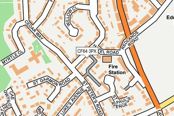 CF64 3PX map - OS OpenMap – Local (Ordnance Survey)