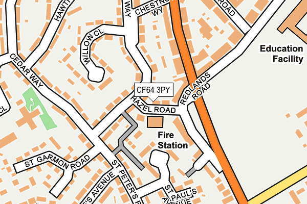 CF64 3PY map - OS OpenMap – Local (Ordnance Survey)