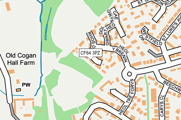 CF64 3PZ map - OS OpenMap – Local (Ordnance Survey)