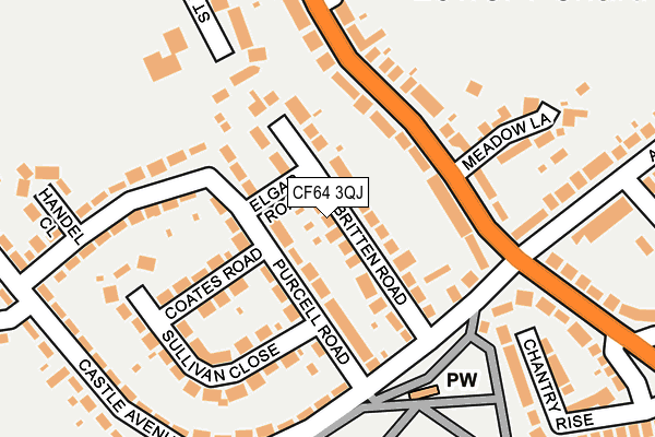 CF64 3QJ map - OS OpenMap – Local (Ordnance Survey)