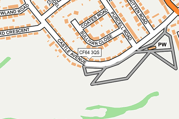 CF64 3QS map - OS OpenMap – Local (Ordnance Survey)