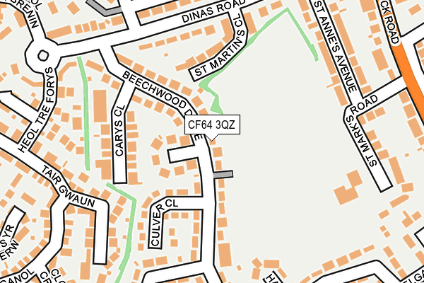 CF64 3QZ map - OS OpenMap – Local (Ordnance Survey)