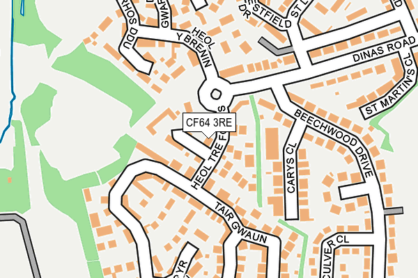 CF64 3RE map - OS OpenMap – Local (Ordnance Survey)