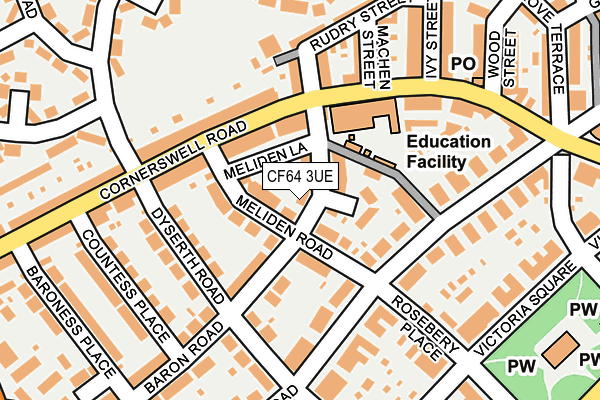 CF64 3UE map - OS OpenMap – Local (Ordnance Survey)