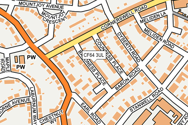 CF64 3UL map - OS OpenMap – Local (Ordnance Survey)