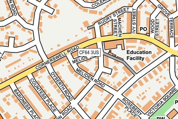 CF64 3US map - OS OpenMap – Local (Ordnance Survey)