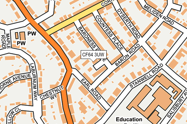 CF64 3UW map - OS OpenMap – Local (Ordnance Survey)