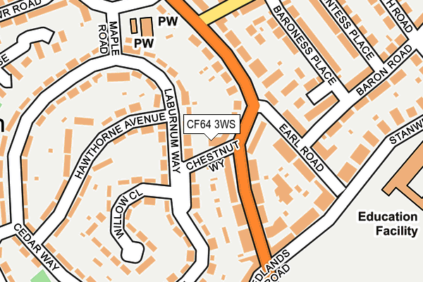 CF64 3WS map - OS OpenMap – Local (Ordnance Survey)