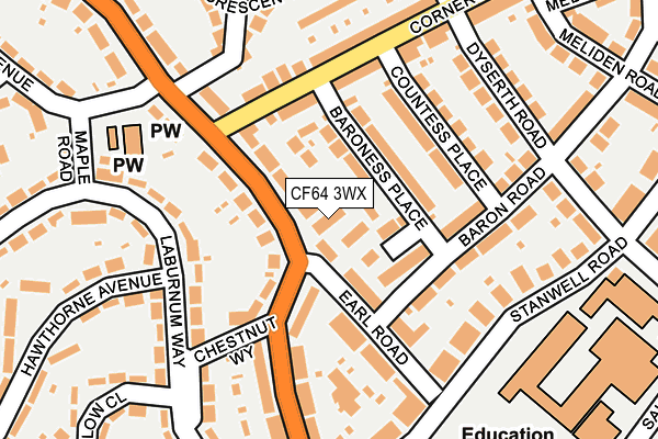 CF64 3WX map - OS OpenMap – Local (Ordnance Survey)