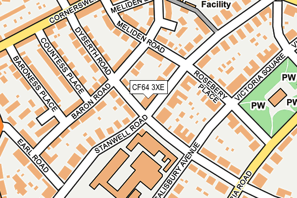 CF64 3XE map - OS OpenMap – Local (Ordnance Survey)