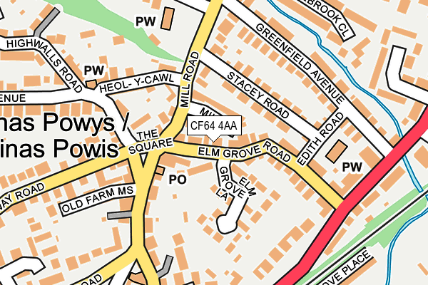 CF64 4AA map - OS OpenMap – Local (Ordnance Survey)