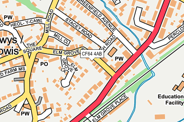 CF64 4AB map - OS OpenMap – Local (Ordnance Survey)
