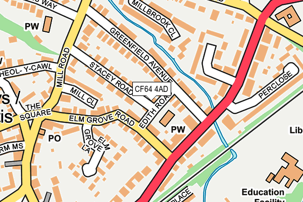CF64 4AD map - OS OpenMap – Local (Ordnance Survey)