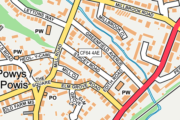 CF64 4AE map - OS OpenMap – Local (Ordnance Survey)