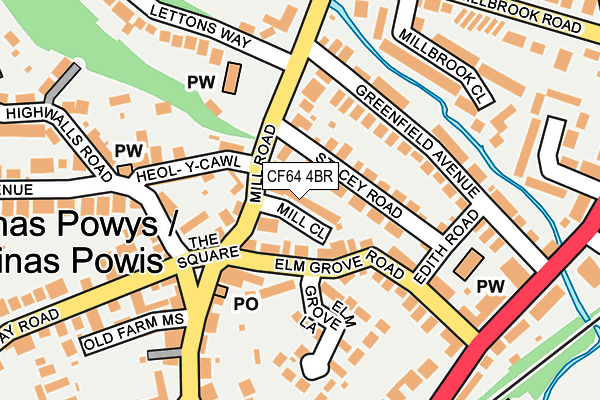 CF64 4BR map - OS OpenMap – Local (Ordnance Survey)