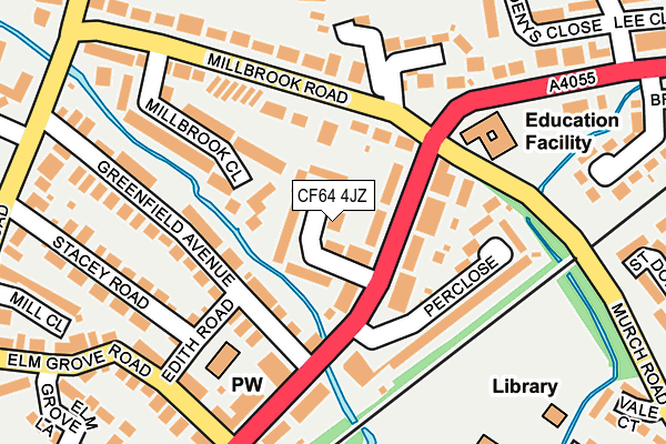 CF64 4JZ map - OS OpenMap – Local (Ordnance Survey)