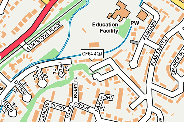 CF64 4QJ map - OS OpenMap – Local (Ordnance Survey)