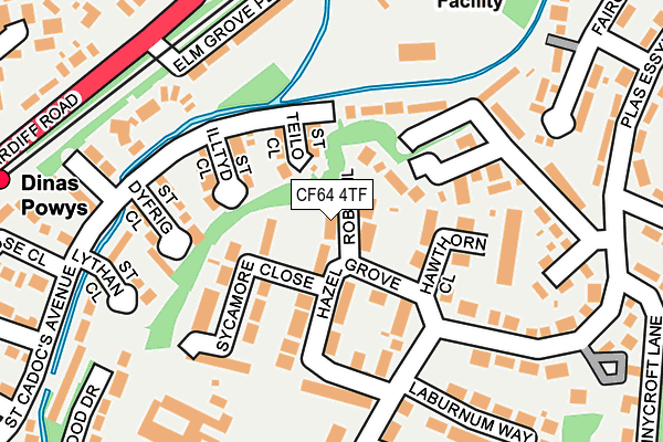 CF64 4TF map - OS OpenMap – Local (Ordnance Survey)