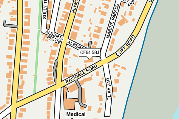 CF64 5BJ map - OS OpenMap – Local (Ordnance Survey)