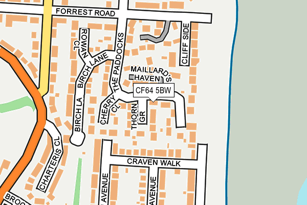 CF64 5BW map - OS OpenMap – Local (Ordnance Survey)