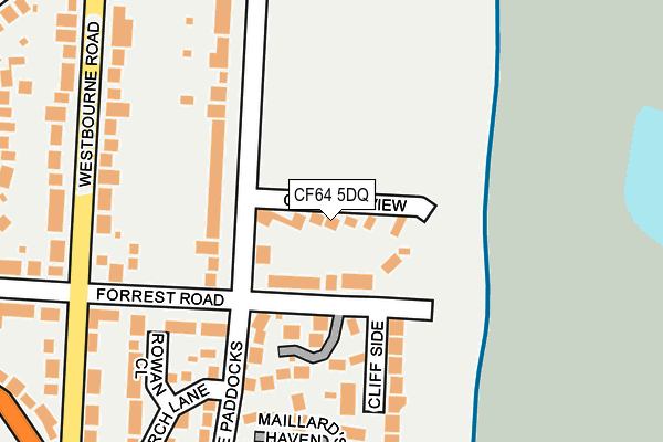 CF64 5DQ map - OS OpenMap – Local (Ordnance Survey)