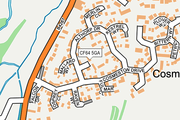 CF64 5GA map - OS OpenMap – Local (Ordnance Survey)
