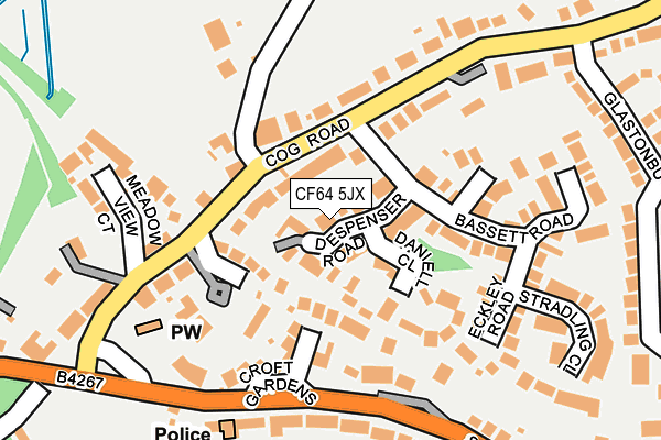 CF64 5JX map - OS OpenMap – Local (Ordnance Survey)