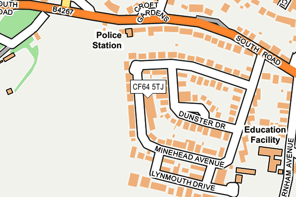 CF64 5TJ map - OS OpenMap – Local (Ordnance Survey)