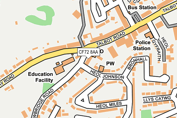 CF72 8AA map - OS OpenMap – Local (Ordnance Survey)