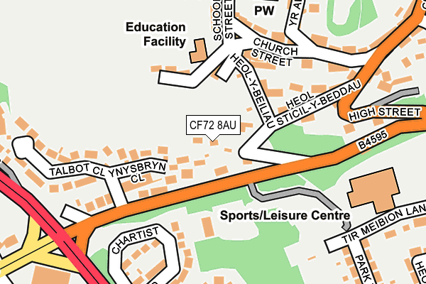 CF72 8AU map - OS OpenMap – Local (Ordnance Survey)