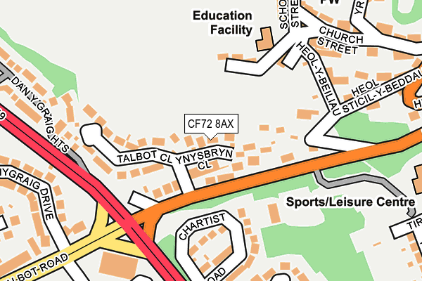 CF72 8AX map - OS OpenMap – Local (Ordnance Survey)