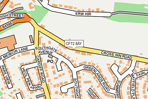 CF72 8AY map - OS OpenMap – Local (Ordnance Survey)