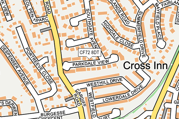CF72 8DT map - OS OpenMap – Local (Ordnance Survey)