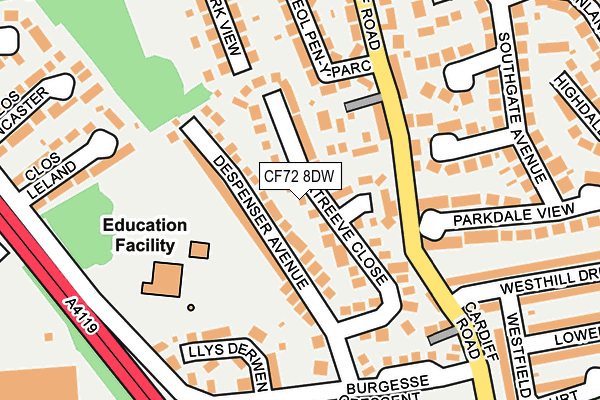 CF72 8DW map - OS OpenMap – Local (Ordnance Survey)