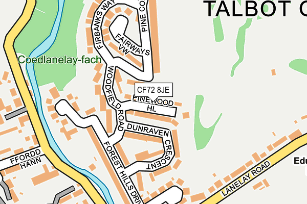 CF72 8JE map - OS OpenMap – Local (Ordnance Survey)