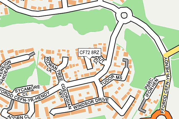 CF72 8RZ map - OS OpenMap – Local (Ordnance Survey)
