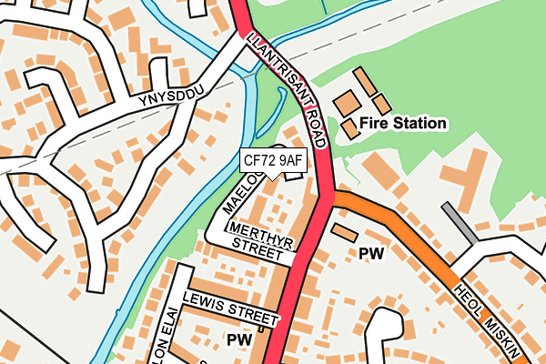 CF72 9AF map - OS OpenMap – Local (Ordnance Survey)