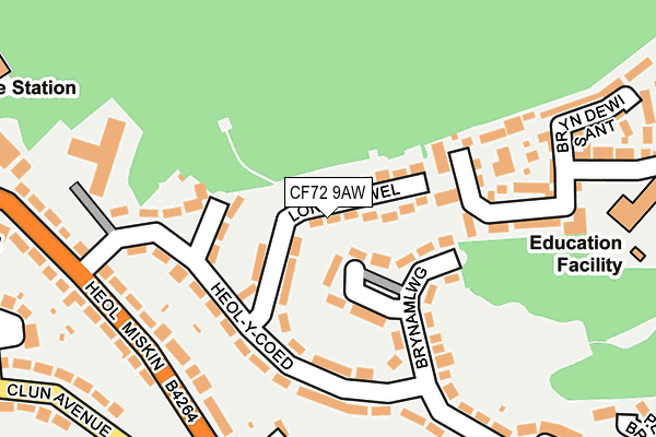 CF72 9AW map - OS OpenMap – Local (Ordnance Survey)